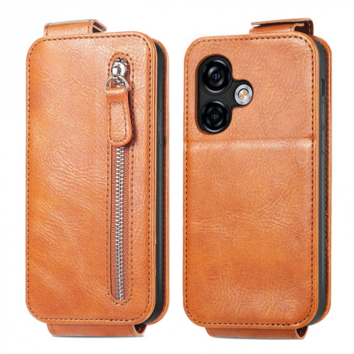 Pour Ulefone Note 16 Pro Zipper Wallet Étui de téléphone en cuir à rabat vertical (marron) SH201B1662-06