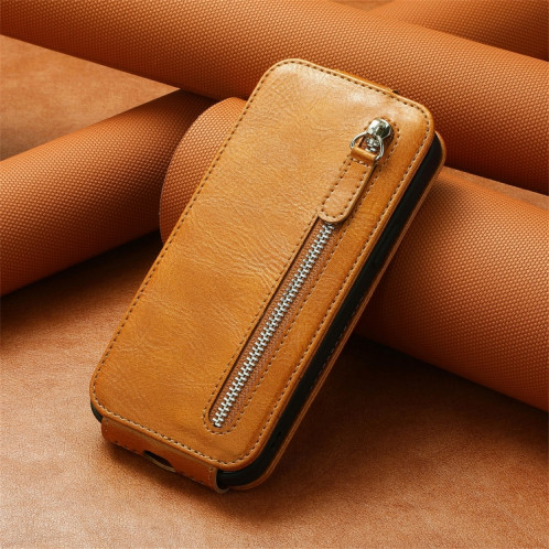 Pour Ulefone Note 16 Pro Zipper Wallet Étui de téléphone en cuir à rabat vertical (marron) SH201B1662-06