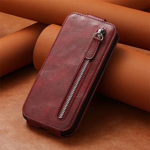 Pour Ulefone Note 16 Pro Zipper Wallet Étui de téléphone en cuir à rabat vertical (rouge) SH201C1020-06