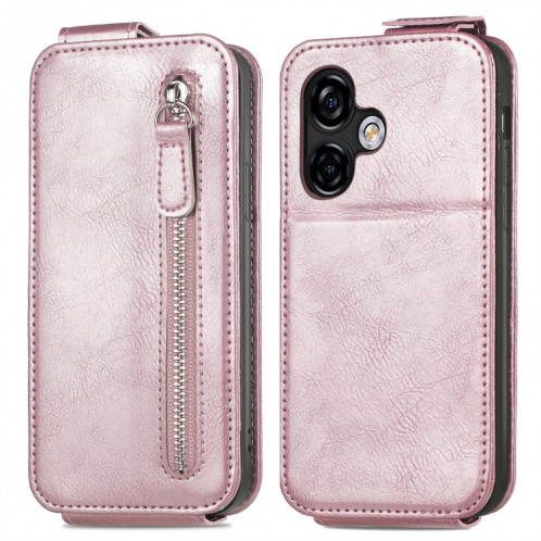Pour Ulefone Note 16 Pro Zipper Wallet Étui de téléphone en cuir à rabat vertical (or rose) SH201D1989-06