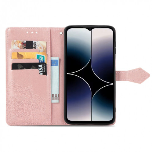 Pour Ulefone Note 16 Pro Étui de téléphone en cuir gaufré fleur de mandala (or rose) SH501A1856-06