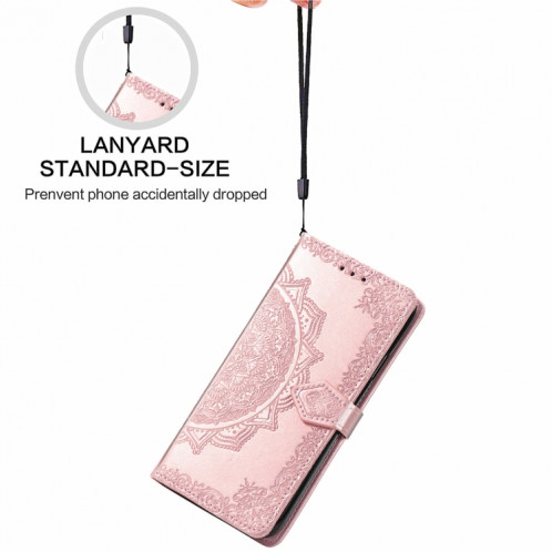 Pour Ulefone Note 16 Pro Étui de téléphone en cuir gaufré fleur de mandala (or rose) SH501A1856-06