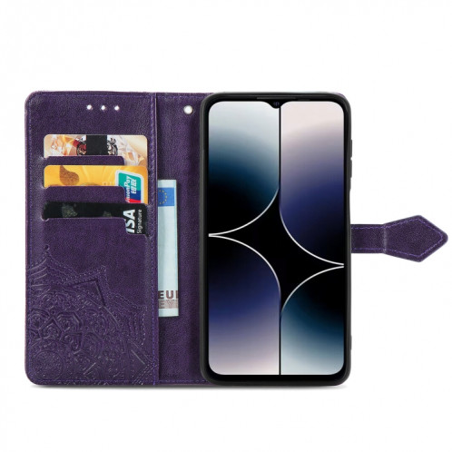 Pour Ulefone Note 16 Pro Étui de téléphone en cuir gaufré fleur de mandala (violet) SH501C82-06