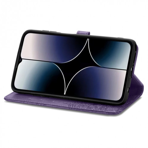 Pour Ulefone Note 16 Pro Étui de téléphone en cuir gaufré fleur de mandala (violet) SH501C82-06