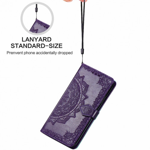 Pour Ulefone Note 16 Pro Étui de téléphone en cuir gaufré fleur de mandala (violet) SH501C82-06