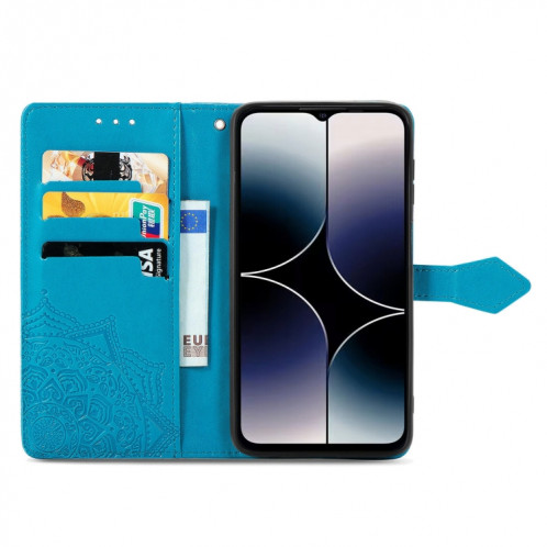 Pour Ulefone Note 16 Pro Mandala Flower Housse de téléphone en cuir gaufré (Bleu) SH501D1875-06