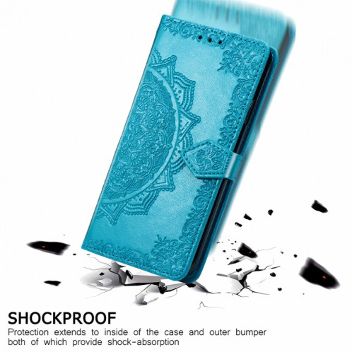 Pour Ulefone Note 16 Pro Mandala Flower Housse de téléphone en cuir gaufré (Bleu) SH501D1875-06