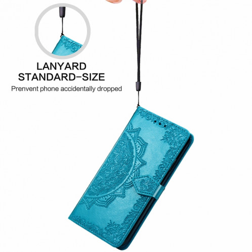 Pour Ulefone Note 16 Pro Mandala Flower Housse de téléphone en cuir gaufré (Bleu) SH501D1875-06
