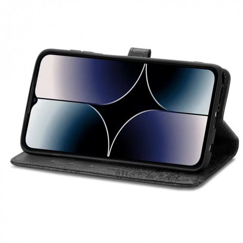 Pour Ulefone Note 16 Pro Étui de téléphone en cuir gaufré fleur de mandala (noir) SH501E189-06