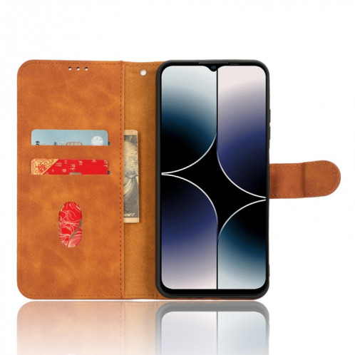 Pour Ulefone Note 16 Pro Skin Feel étui de téléphone en cuir à rabat magnétique (marron) SH001E134-06