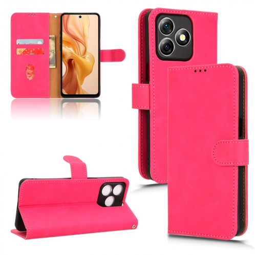 Pour Ulefone Note 18 Ultra Skin Feel Étui de téléphone en cuir à rabat magnétique (Rose rouge) SH004D492-06