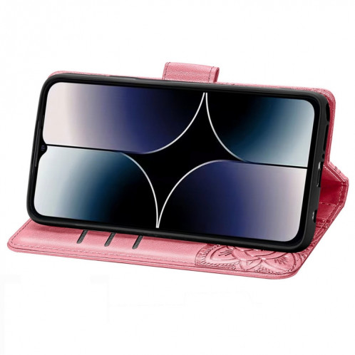 Pour Ulefone Note 16 Pro Butterfly Love Flower Étui de téléphone en cuir gaufré (Rose) SH201A1149-06