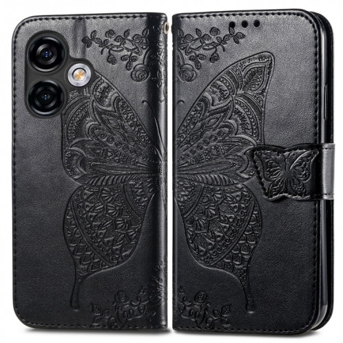 Pour Ulefone Note 16 Pro Butterfly Love Flower Étui de téléphone en cuir gaufré (Noir) SH201B980-06