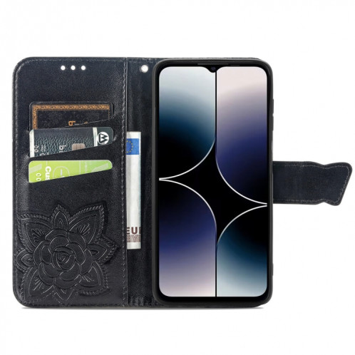 Pour Ulefone Note 16 Pro Butterfly Love Flower Étui de téléphone en cuir gaufré (Noir) SH201B980-06