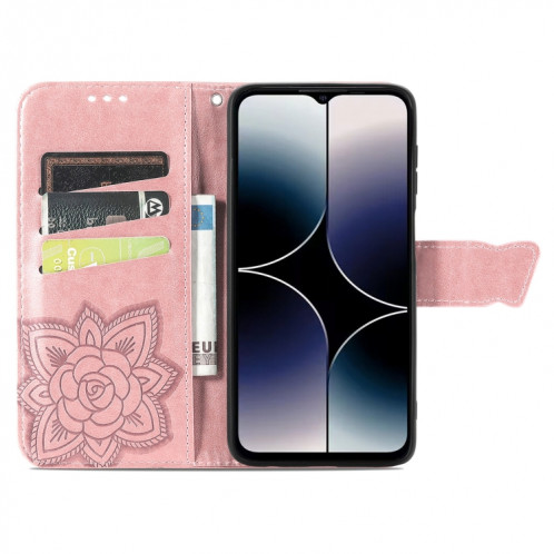 Pour Ulefone Note 16 Pro Butterfly Love Flower Étui de téléphone en cuir gaufré (or rose) SH201C1151-06