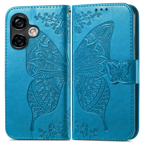 Pour Ulefone Note 16 Pro Butterfly Love Flower Étui de téléphone en cuir gaufré (Bleu) SH201E1055-06