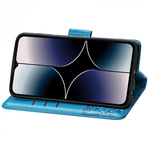 Pour Ulefone Note 16 Pro Butterfly Love Flower Étui de téléphone en cuir gaufré (Bleu) SH201E1055-06