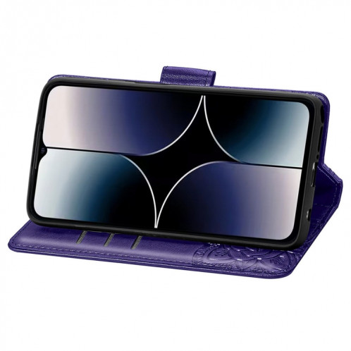 Pour Ulefone Note 16 Pro Butterfly Love Flower Étui de téléphone en cuir gaufré (violet foncé) SH201G1919-06