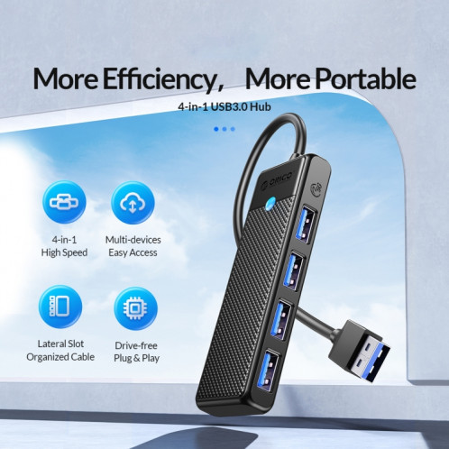 ORICO PAPW4A-U3 Adaptateur HUB de station d'accueil multifonction USB vers USB 4 en 1 (noir) SO401A412-09