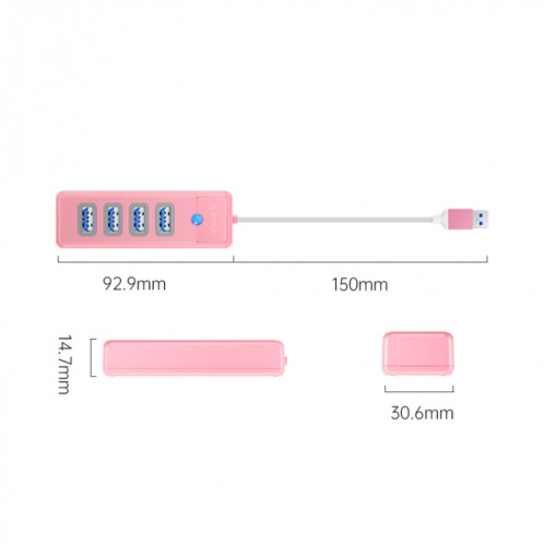 ORICO PW4U-U3 Adaptateur HUB de station d'accueil multifonction USB vers USB 4 en 1 (rose) SO001A1524-08