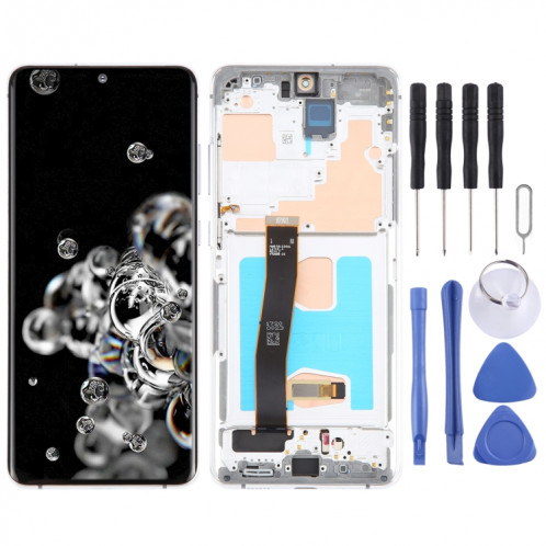 Pour Samsung Galaxy S20 Ultra 4G/5G SM-G988 6,67 pouces OLED LCD Écran Numériseur Assemblage Complet avec Cadre (Argent) SH903S480-08