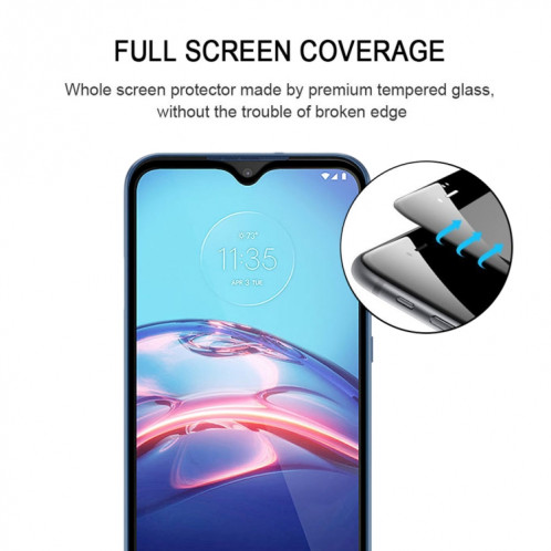 Pour Motorola Moto E (2020) Film en verre trempé plein écran à colle complète (noir) SH120A1550-08