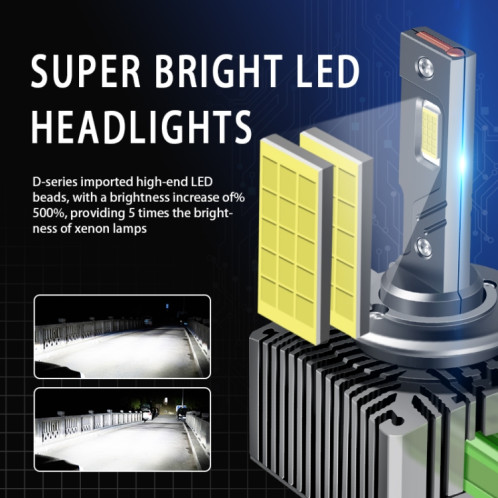 P15 1 paire D1S / D1R DC10-32V / 35W / 6000K / 4000LM IP68 phare LED de voiture étanche SH03741559-09
