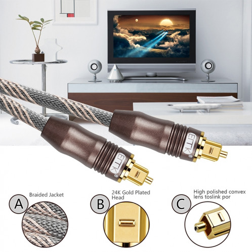 Port carré de 25m EMK OD6.0mm Toslink au câble de connexion de fibre optique audio numérique de port carré TV SE4611791-010