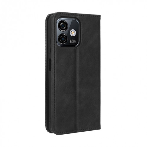 Pour Ulefone Note 16 Pro Boucle Magnétique Rétro Texture Étui de Téléphone en Cuir (Noir) SH501A1394-06
