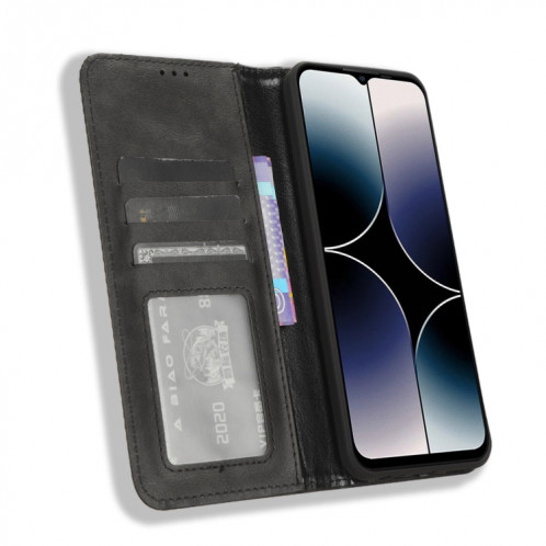 Pour Ulefone Note 16 Pro Boucle Magnétique Rétro Texture Étui de Téléphone en Cuir (Noir) SH501A1394-06