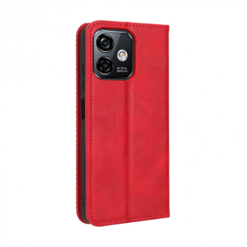 Pour Ulefone Note 16 Pro Boucle Magnétique Texture Rétro Étui de Téléphone en Cuir (Rouge) SH501B1694-06
