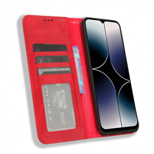 Pour Ulefone Note 16 Pro Boucle Magnétique Texture Rétro Étui de Téléphone en Cuir (Rouge) SH501B1694-06