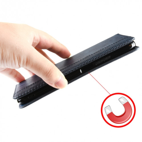 Pour Ulefone Note 16 Pro Boucle Magnétique Texture Rétro Étui de Téléphone en Cuir (Bleu) SH501C1036-06