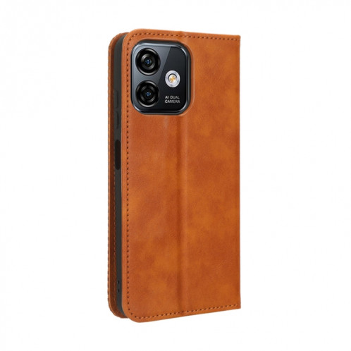 Pour Ulefone Note 16 Pro Boucle Magnétique Rétro Texture Étui de Téléphone en Cuir (Marron) SH501D1384-06