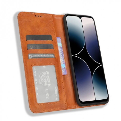 Pour Ulefone Note 16 Pro Boucle Magnétique Rétro Texture Étui de Téléphone en Cuir (Marron) SH501D1384-06