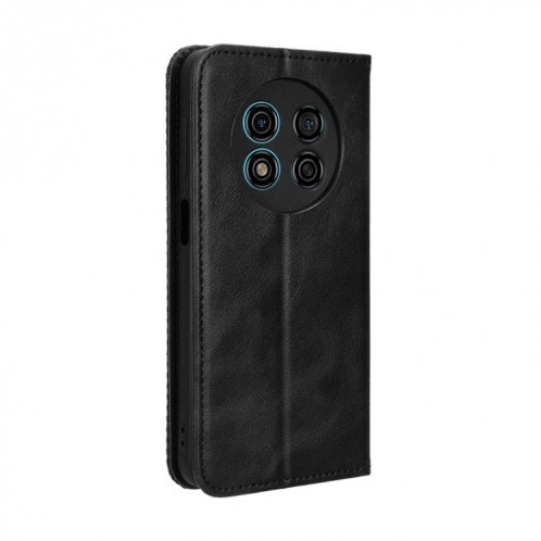 Pour Ulefone Note 15 Étui de téléphone en cuir à texture rétro avec boucle magnétique (noir) SH502A1082-06