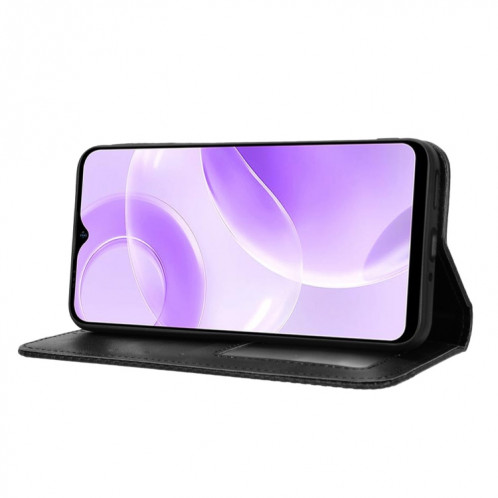 Pour Ulefone Note 15 Étui de téléphone en cuir à texture rétro avec boucle magnétique (noir) SH502A1082-06