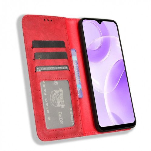 Pour Ulefone Note 15 Étui de téléphone en cuir à texture rétro avec boucle magnétique (rouge) SH502B497-06