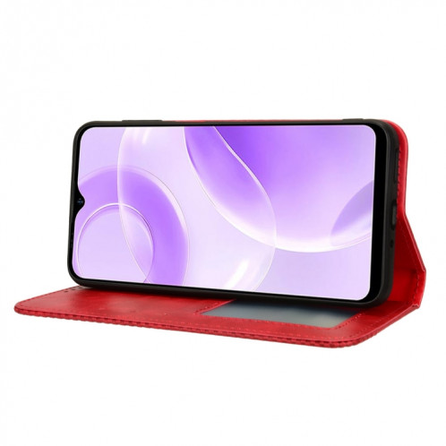 Pour Ulefone Note 15 Étui de téléphone en cuir à texture rétro avec boucle magnétique (rouge) SH502B497-06