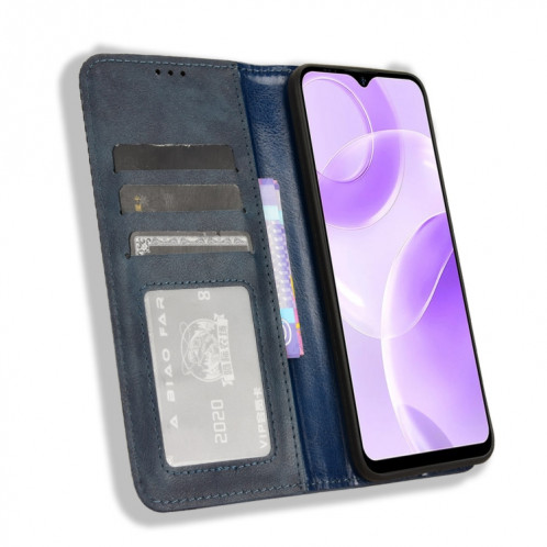 Pour Ulefone Note 15 Étui de téléphone en cuir à texture rétro avec boucle magnétique (bleu) SH502C1285-06