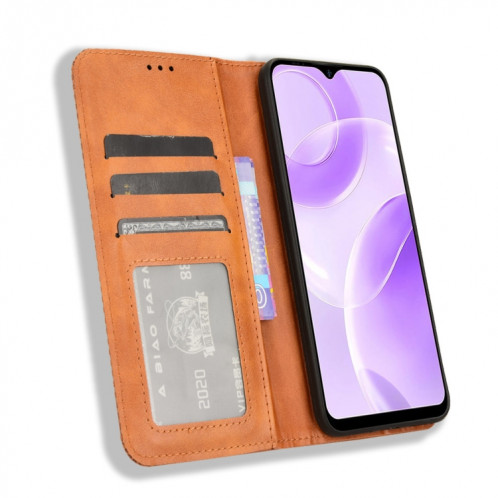 Pour Ulefone Note 15 Étui de téléphone en cuir à texture rétro avec boucle magnétique (marron) SH502D1098-06