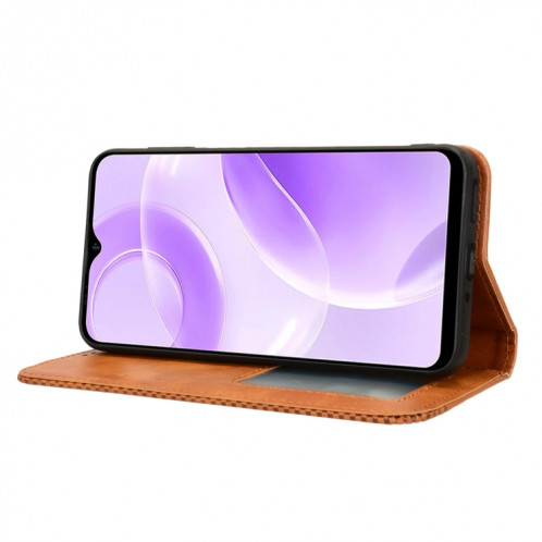 Pour Ulefone Note 15 Étui de téléphone en cuir à texture rétro avec boucle magnétique (marron) SH502D1098-06