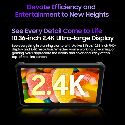  Tablette durcie Blackview Active 8 Pro 4G, 10,36 pouces 8 Go + 256 Go Android 13 MT6789 Prise en charge Octa Core Dual SIM, version globale avec Google Play, (Orange) SB501A1845-015