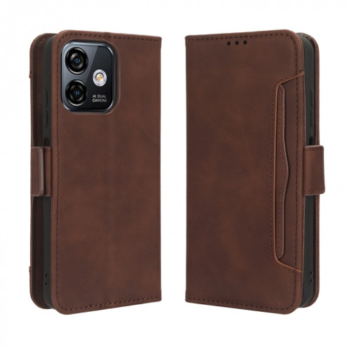 Pour Ulefone Note 16 Pro Skin Feel Veau Texture Card Slots Étui de téléphone en cuir (Marron) SH601E782-06