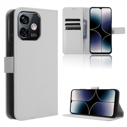 Pour Ulefone Note 16 Pro Étui de téléphone en cuir à texture diamant (Blanc) SH201A1407-06