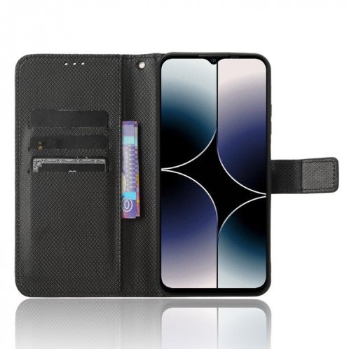 Pour Ulefone Note 16 Pro Étui de téléphone en cuir à texture diamant (noir) SH201B1998-06