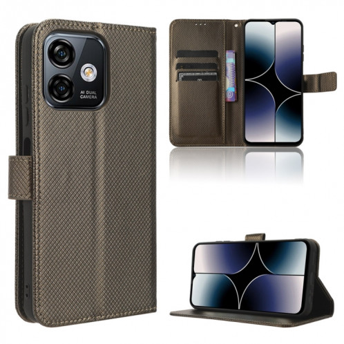 Pour Ulefone Note 16 Pro Étui de téléphone en cuir à texture diamant (marron) SH201D1303-06