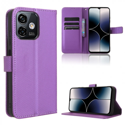 Pour Ulefone Note 16 Pro Étui de téléphone en cuir à texture diamant (violet) SH201E1879-06