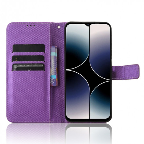 Pour Ulefone Note 16 Pro Étui de téléphone en cuir à texture diamant (violet) SH201E1879-06