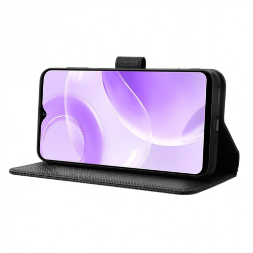 Pour Ulefone Note 15 Étui de téléphone en cuir à texture diamant (noir) SH202B1622-06